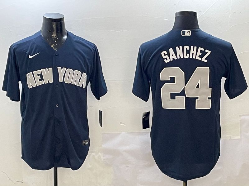 Men New York Yankees #24 Sanchez Blue Game 2025 Nike MLB Jersey style 1